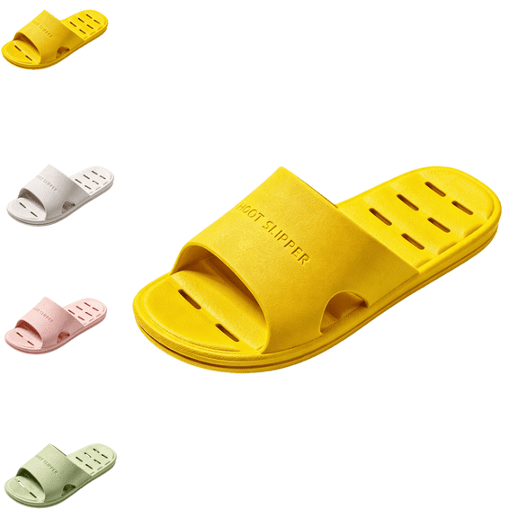 Shower Shoes for Women,Lightweight Quick Drying Pool Slides with Drain Holes,Antislip Comfortable Beach Sandals Yellow 5.5 [EU-36]
