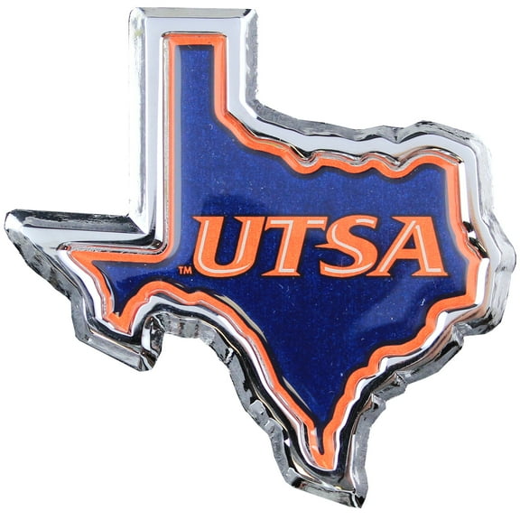 UTSA Roadrunners Color Solid Metal Chrome Auto Emblem