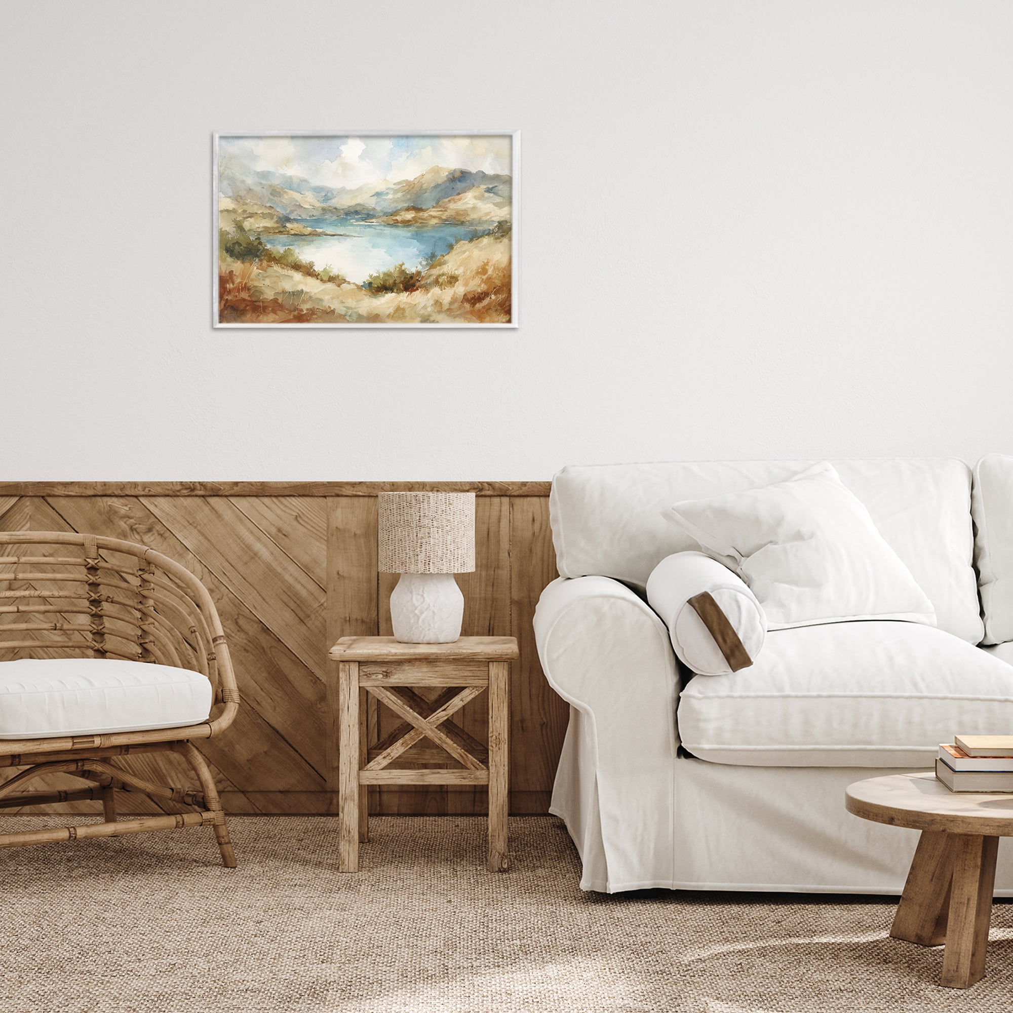 Stupell Industries Secret Mountain Lake Panorama White Framed Giclee Art, design by Petal Prints Design