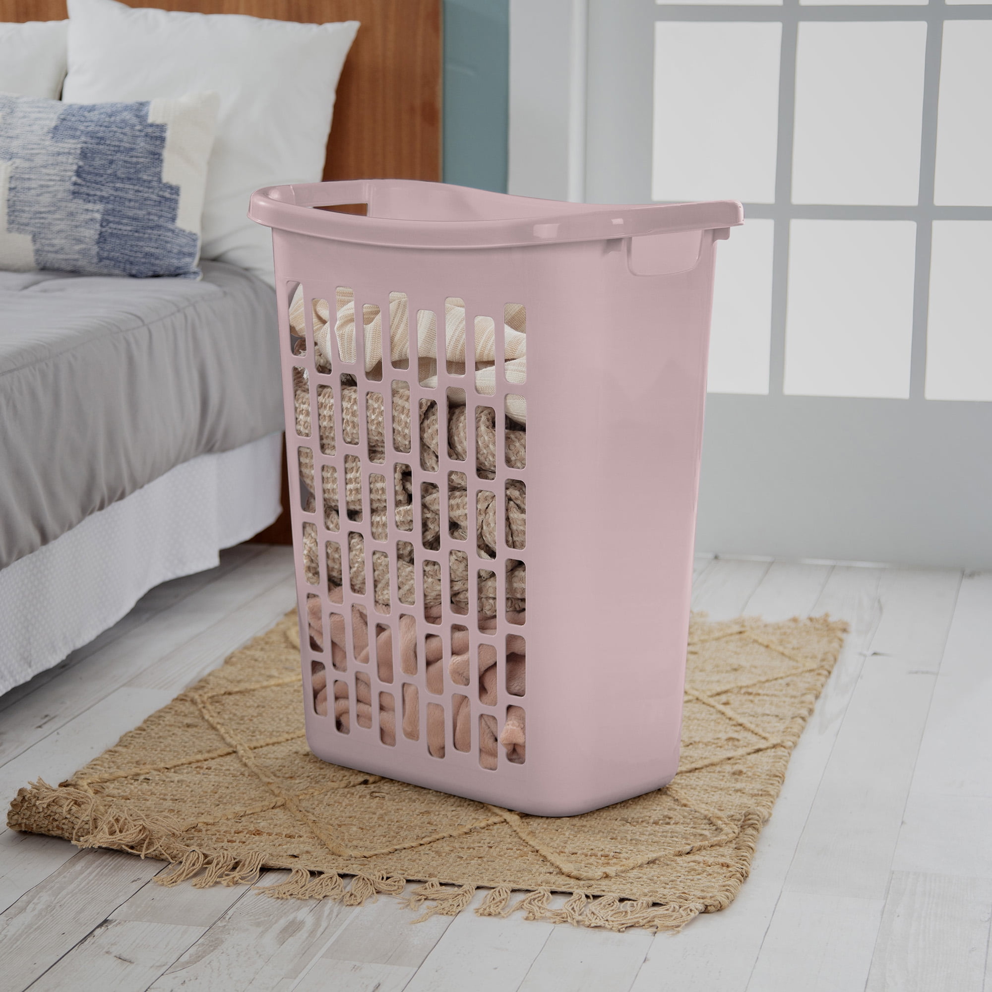 Sterilite Manne à Linge Ouverte Rectangulaire- Rose STERILITE PANIER OUVERT