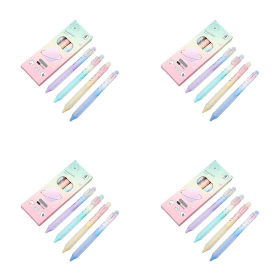 Solivara 0.5mm Retractable Gel Pens No Smear Aesthetic Gradient Color Set Of 4 Silent Click Smooth Writing For Journaling,Pink*4,5.51 in