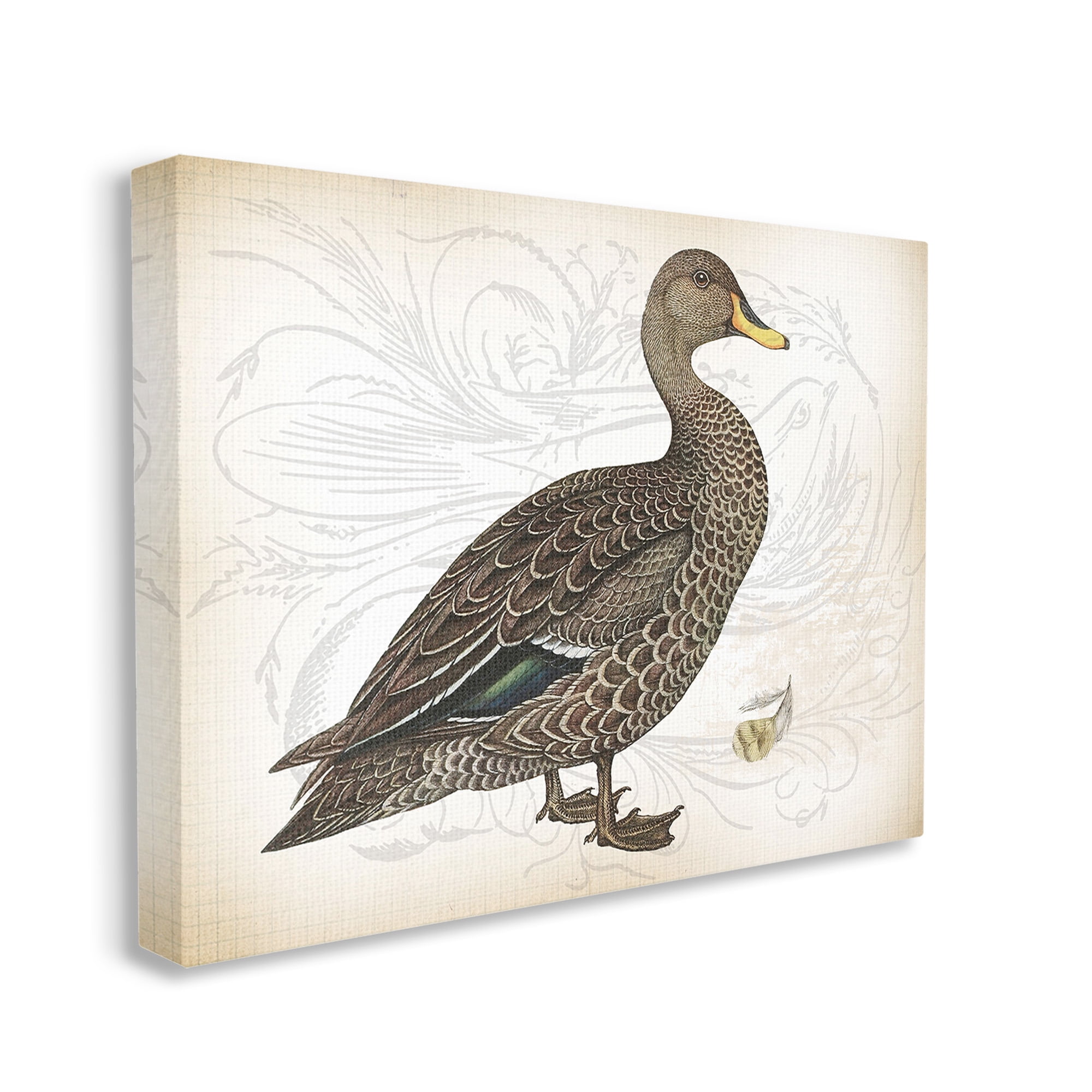 Stupell Industries Patterned Vintage Duck Animals & Insects Painting Gallery Wrapped Canvas Art Print Wall Art, 48 x 36