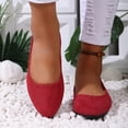 thumbnail image 5 of BADHUB Womens Flats Shoes Round Toe Flats Black Closed Toe Flats Shoes Women Ballet Flats Dressy Suede Flats Shoes Red 36, 5 of 6