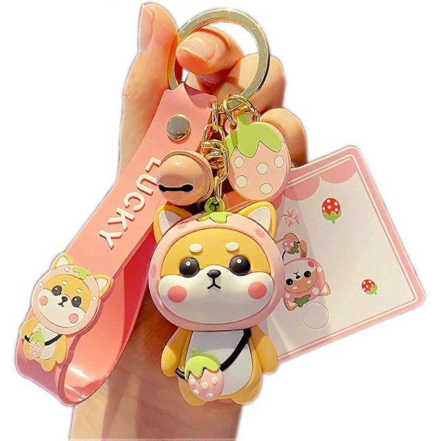 Lindo llavero de regalo: dijes de mochila kawaii con dibujos de Shiba Inu, llaveros de animales para niños y niñas, llaveros para mujeres, hombres y parejas, llavero de coche.