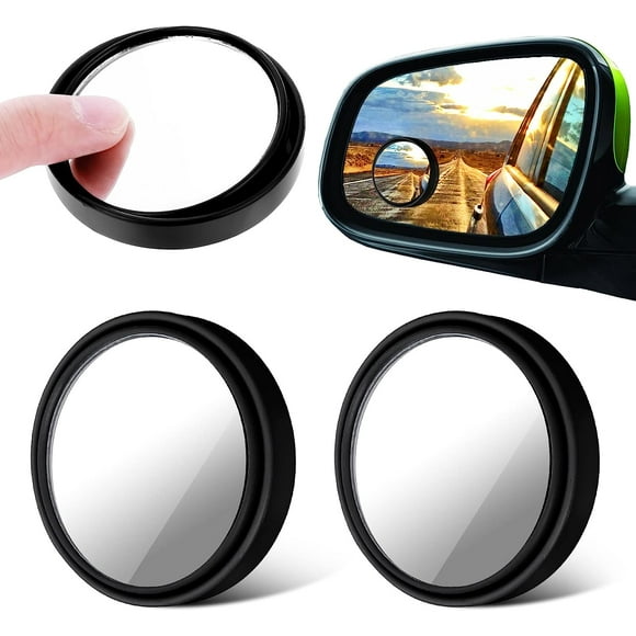 4 Pieces(Black)Thinp Blind Spot Car Mirror, 360° Adjustable Blind Spot Mirror Round HD Glass Convex Mirror with Frame Side Mirror Blindspot Wide Angle Rear View Mirror