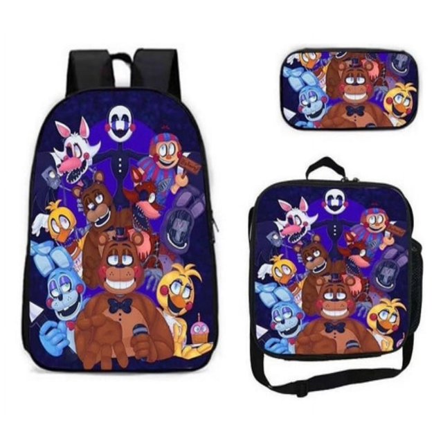 Teenage Student Backpack Simple Large Capacity Schoolbag Cartoon Satchel Pencil Case Three-piece Setweek