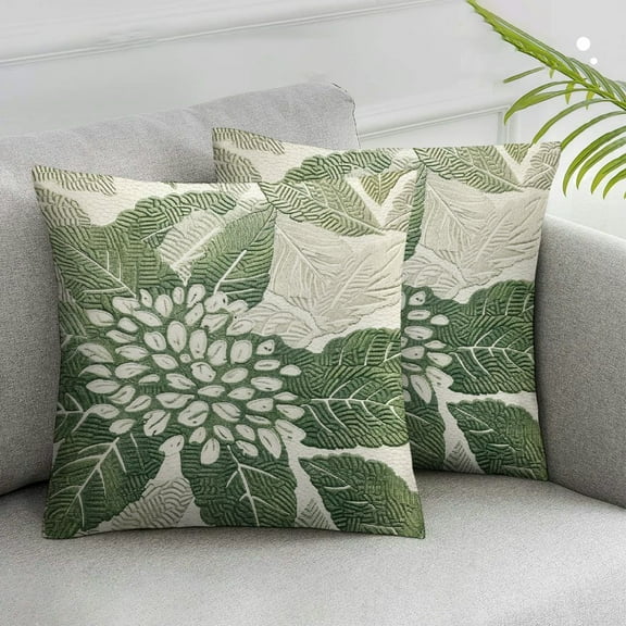 JRXY Sage Green Decorative Dahlia Boho Lumbar Pillow Covers, Geometric Floral Elegant Gray Green White Decor Rustic Farmhouse Throw Pillows Cushion Cases for Sofa Bed Decorations,Set of 2 White
