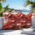 thumbnail image 5 of Abstract Fluid Outdoor Pillow Covers Set of 2 Vintage Gold Red Marble Texture Waterproof Throw Pillow Case Decorative Square Cushion Cover for Patio Couch Garden Balcony, 24"x24", 5 of 9
