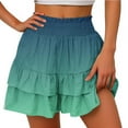 thumbnail image 2 of Xuniizn Shorts for Women Elastic High Waisted Ruffle Tiered Gradient Casual Loose Pleated Shorts Stylish Beach Vacation Skorts, S-2XL, 2 of 6