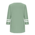 thumbnail image 4 of T-shirt for Women Plus Size 3/4 Sleeve Color Block Round Neck Solid Color Casual Top Green XXL, 4 of 5