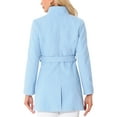 thumbnail image 4 of INSPIRE CHIC Women's Classic Stand Collar Long Sleeve Winter Belted Long Coat XS Light Blue, 4 of 9