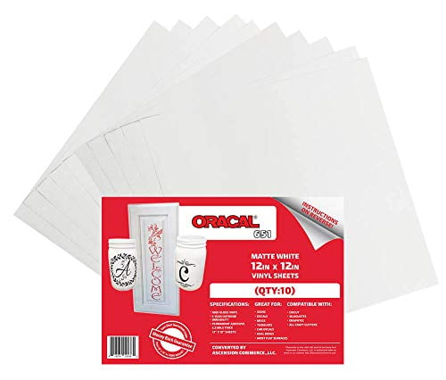 10 12 x 12 sheets oracal 651 matte white adhesive craft vinyl for