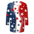 thumbnail image 4 of Vetsdori Summer Shirts for Women July Fourth Plus Size 3/4 Sleeve Pullover Red White and Blue American Flag,Graphic Casual Fashion Ladies Tops Crew Neck, 4 of 5