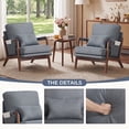 thumbnail image 5 of Bonzy Home Mid-Century Modern Accent Chair Set of 2, Comfy Upholstered Lounge Reading Armchair with Side Storage Pocket & Lumbar Cushion, for Living Room Bedroom, Gray, 5 of 9