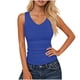 thumbnail image 1 of Mujeres Blusas de Verano sin Mangas Cuello en V Cuello Sólido Camiseta con Cojín de Pecho, Ligera Blusa Casual, 1 of 6