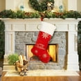 thumbnail image 3 of 49x28cm Embroidered Christmas Stocking - Knitted Gift Bag with Paw/Snowflake Designs for Fireplace Decor & Candy Storage, 3 of 4