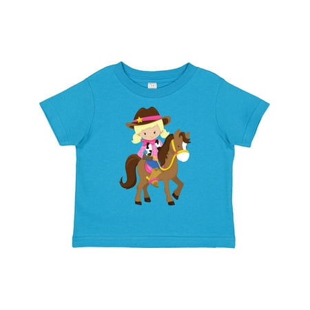 

Inktastic Cowgirl Sheriff Horse Western Blonde Hair Gift Toddler Toddler Girl T-Shirt