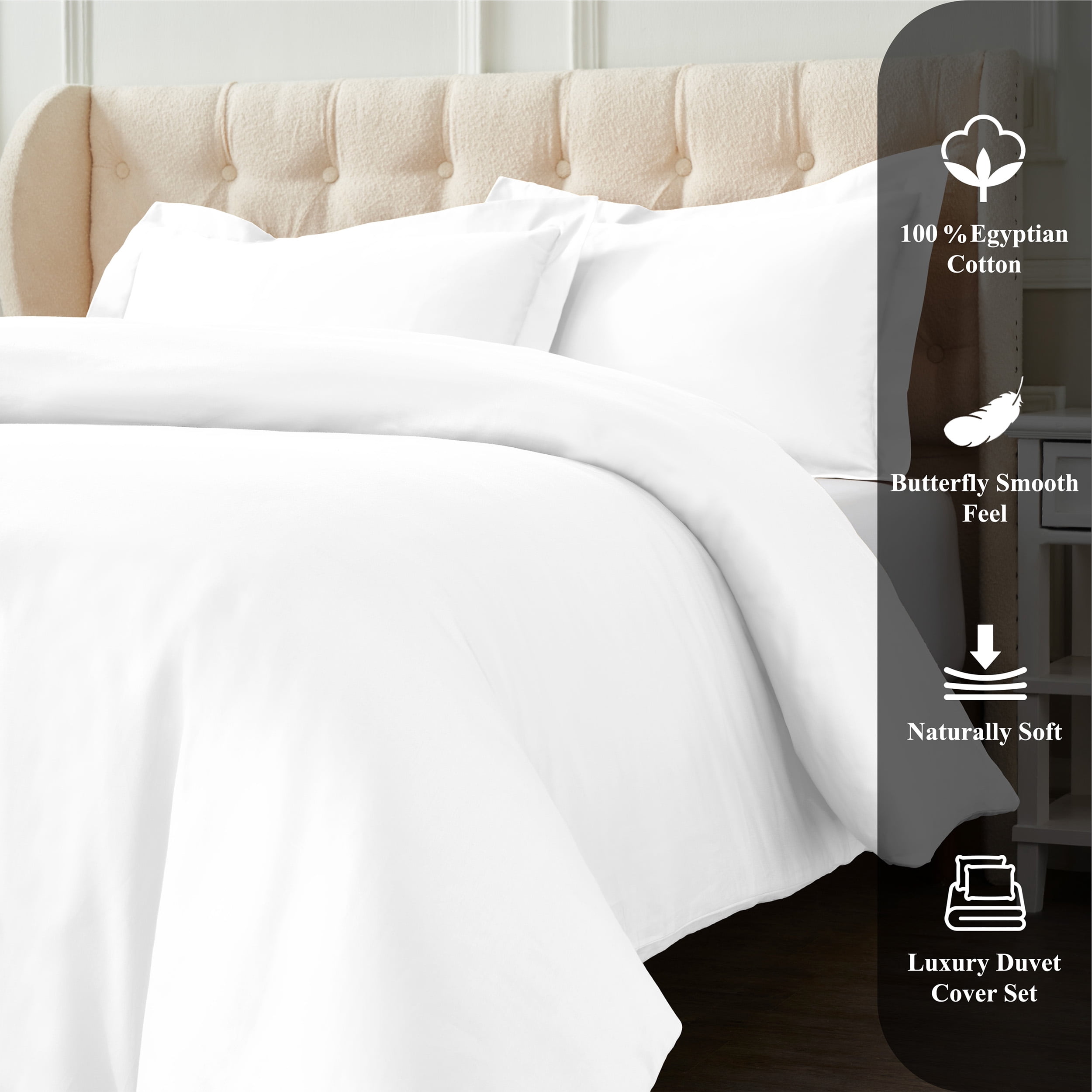 Superior Egyptian Cotton Duvet Cover Set, Full/ Queen, White