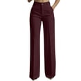 thumbnail image 2 of Resicozy High Waisted Straight Leg Suit Pants Women Business Casual Office Dress Trousers with Pockets Wine 2XL, 2 of 7