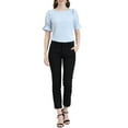 thumbnail image 2 of INSPIRE CHIC Women's Boat Neck Short Puff Sleeves Ruffle Top Blouses XS Light Blue, 2 of 7