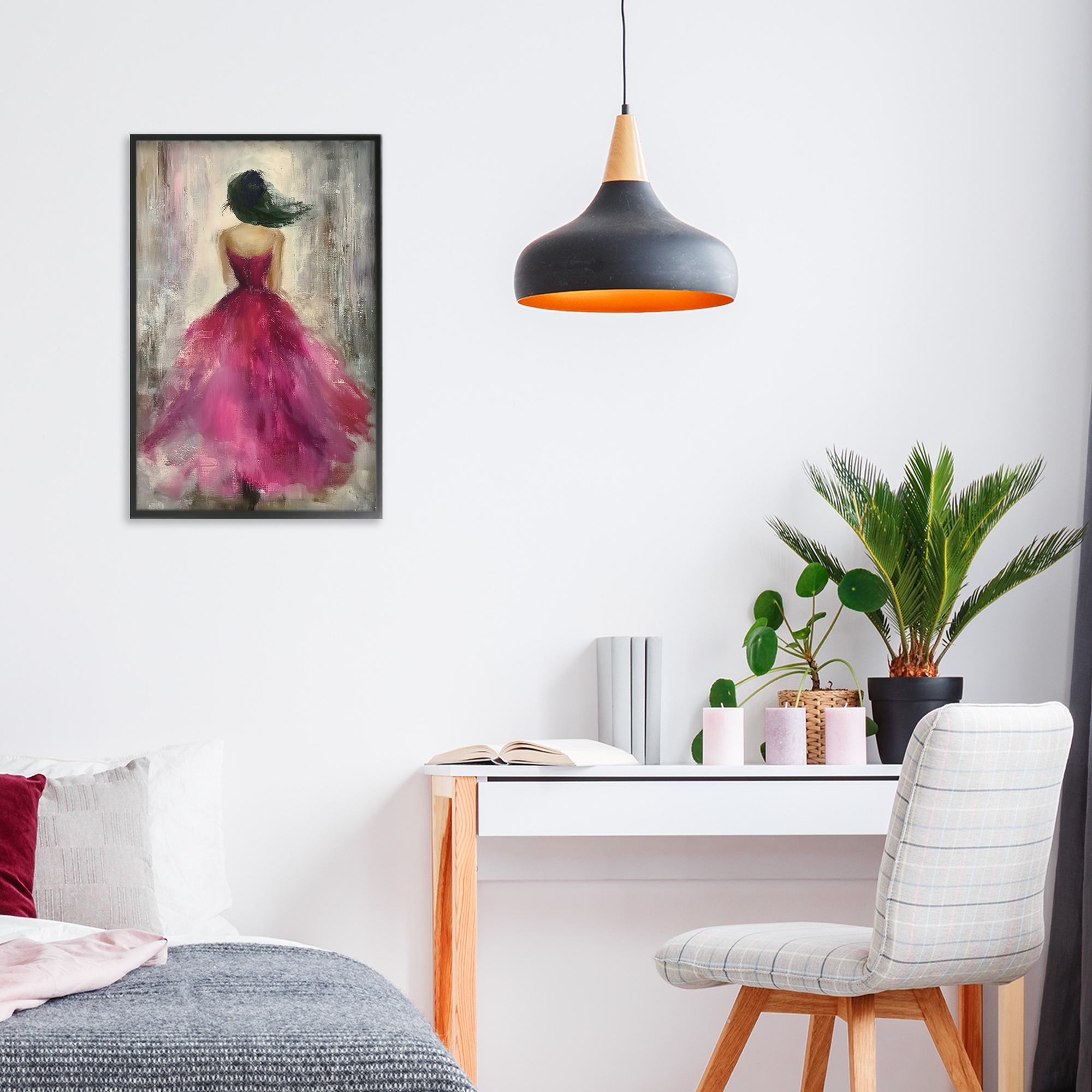 After Midnight Girl in Gown Black Framed Giclee Art, design by Annabelle Hall