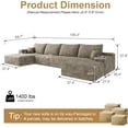 thumbnail image 3 of LUCKHAO 136" Cloud Comfort U-Sectional, Plush Corduroy Modular Sofa, Deep Seat Couch with Chaise, No Assembly Needed, 3 of 6
