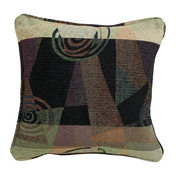 Blazing Needles Double-Corded Square Patterned Jacquard Chenille Throw Pillow with Insert, 18", Dark Side of The Moon
