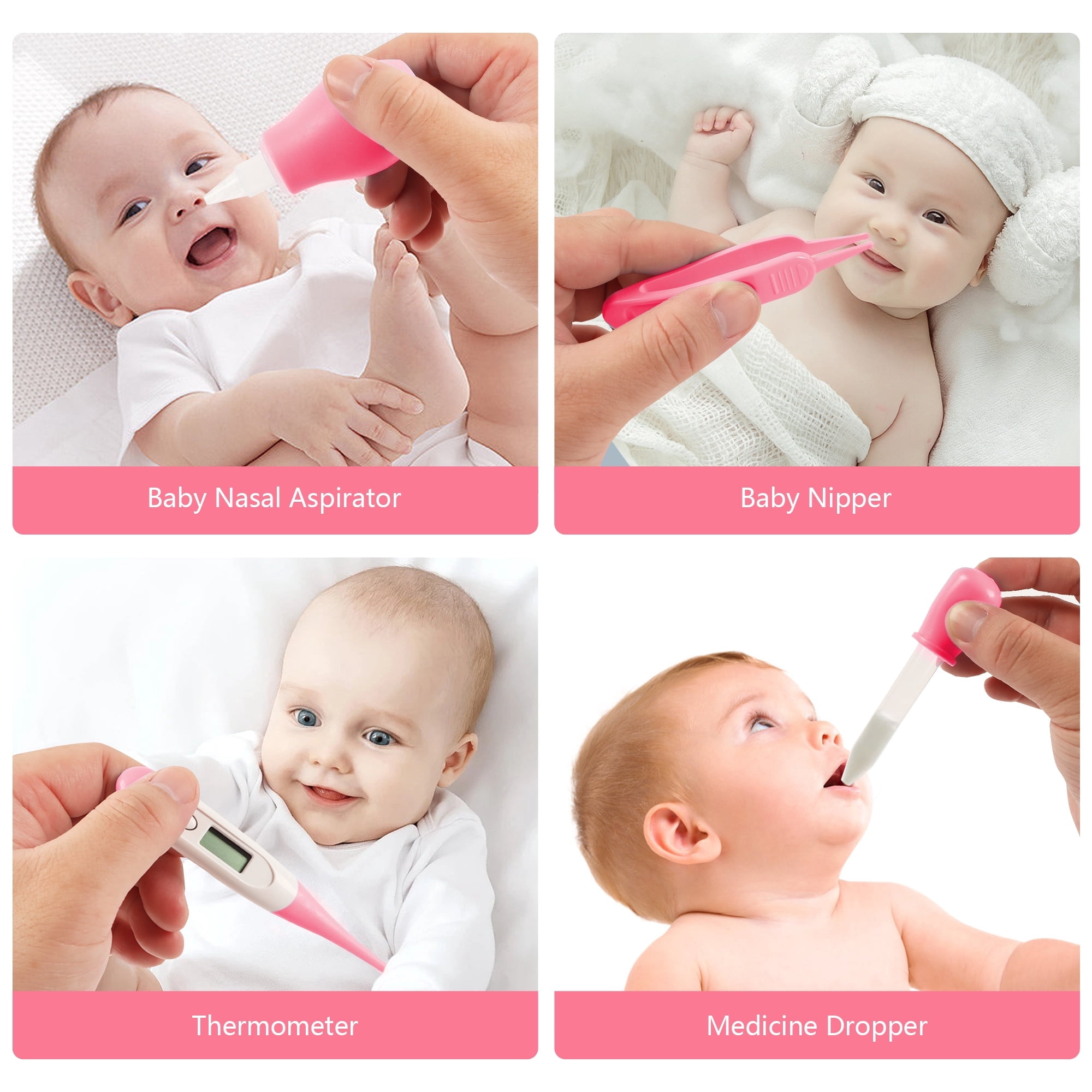Baby Healthcare and Grooming Kit,20 in 1 Electric Safety Nail Trimmer Baby Nursery Set Newborn Nursery Health Care Set with Hair Brush Comb for Infant Toddlers Kids Baby Shower Gifts-Pink