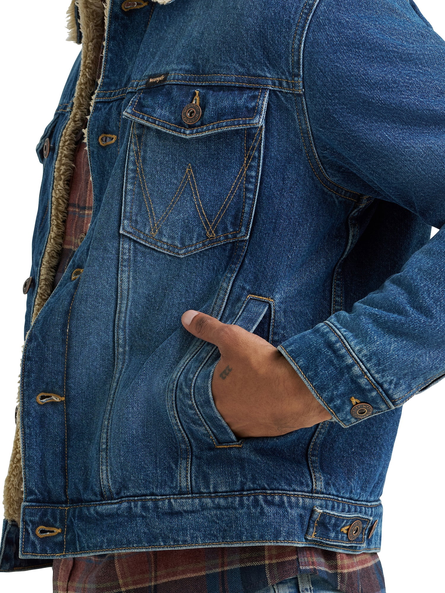 Wrangler® Men's and Big Men's Sherpa Lined Regular Fit Trucker Jacket, Sizes S-2XL