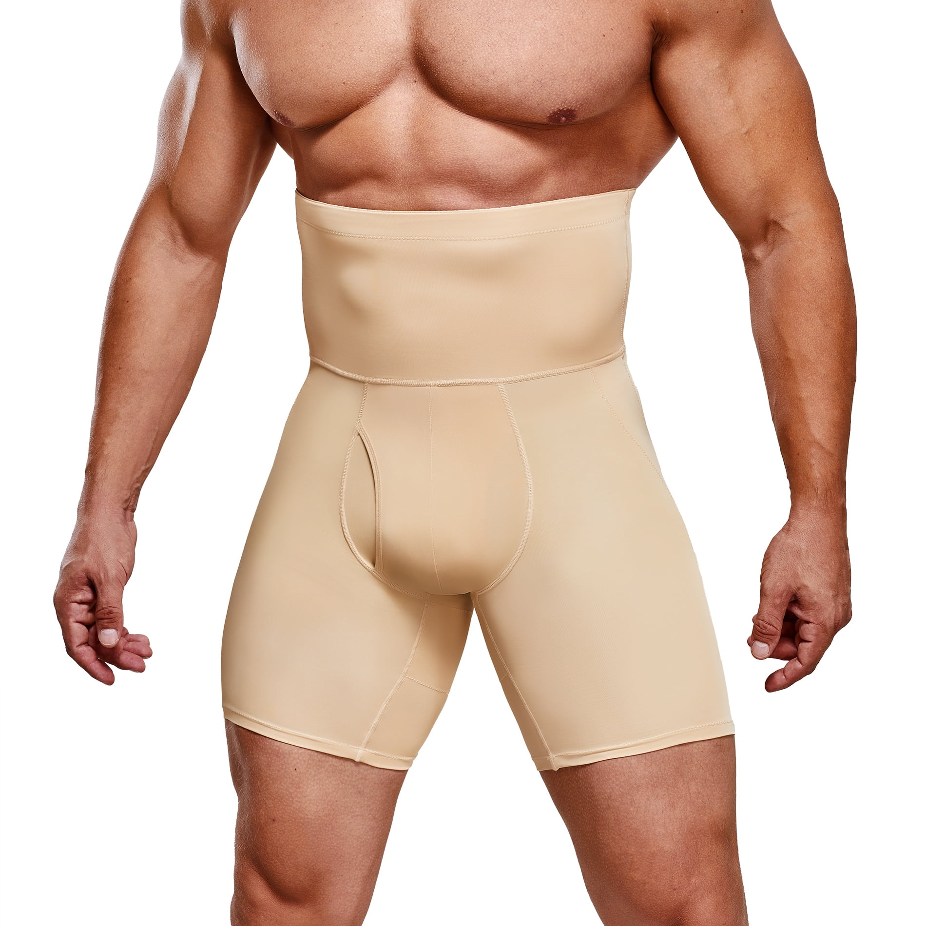 Molutan Underwear Boxer Briefs for Men High Waist Tummy Control Shorts  Seamless Body Shaper Shapewear Belly Girdle(Beige, S)