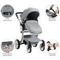 thumbnail image 4 of Infans Folding Aluminum Infant Reversible Baby Stroller W/ Diaper Bag Grey, 4 of 7