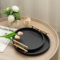 thumbnail image 5 of MODE HOME Set of 2 Black Crocodile Leather Round Trays, Decorative Wood Ottoman Serving Trays with Metal Handles for Coffee Table & Home Accents, 5 of 7