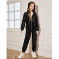 thumbnail image 3 of Arshiner Girls 2 Piece Velour Sweatsuits Zipper Hoodies Sports Trousers Long Sleeve Coat and Pant Set, 3 of 8