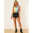 thumbnail image 3 of DARING DIVA Women's Sheer Mesh Top Contrast Short Sleeve T-Shirt L Pink Rainbow, 3 of 6