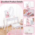 thumbnail image 3 of Bingirl Wooden Vanity Table with Lighted Mirror and Stool - Makeup Playset, 3 of 8