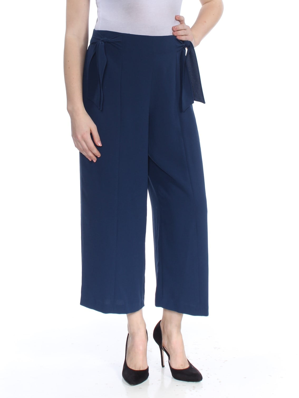 CECE Womens Navy Double Tie Wide Leg 