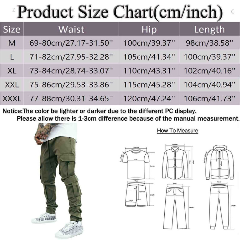 PMUYBHF Men's Cargo Pants Size 38 X 30 Men All Season fit Pant Casual All  Solid Color Pocket Trouser Fashion Overalls Beach Pockets Pant L Black  Cargo