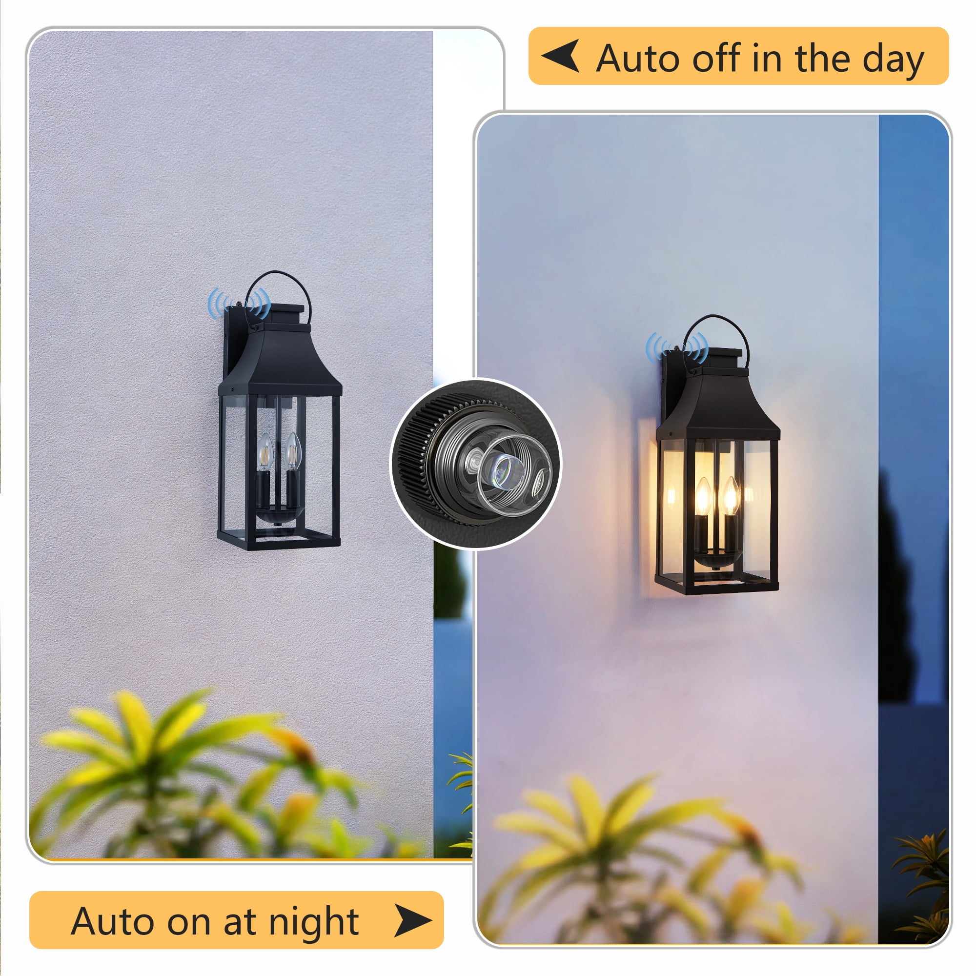Leumius 2-Pack Outdoor Lighting Fixture, 20'' Large Porch Lights Outdoor Sconce Lights, 2-Light Black Exterior Lights for House Waterproof Outside Patio Lanterns for House Garage
