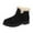 Black, variant on Winter Snow Boots for Women Casual Suede Hook and Loop High Top Furry Lined Lightweight Low Heel Round Toe Ankle Booties
