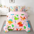 thumbnail image 2 of jejeloiu Kawaii Dinosaur 7-Piece Twin Bedding Sets,Cartoon Dino Bedding Comforter Set,Colorful Magic Animal Sheet Sets For Girls Kids,Breathable Home Decor Reversible, 2 of 8