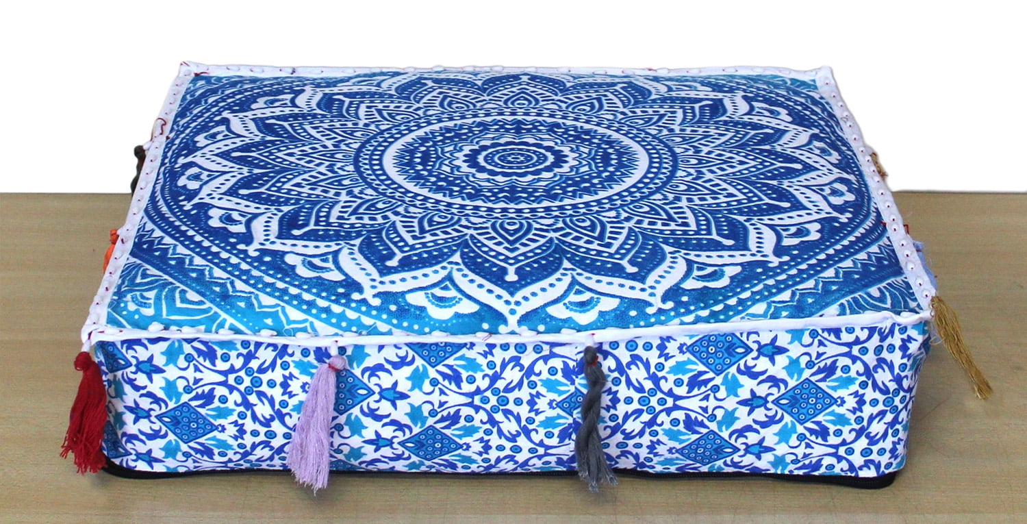 Handicraft-Palace Large Indian Meditation Floor Pillow Cover 35 X 35 Inch Elephant Mandala Ottoman Cushion Dog Bed Outdoor Sofa Day Bed Kids Teen Floor Pillow 