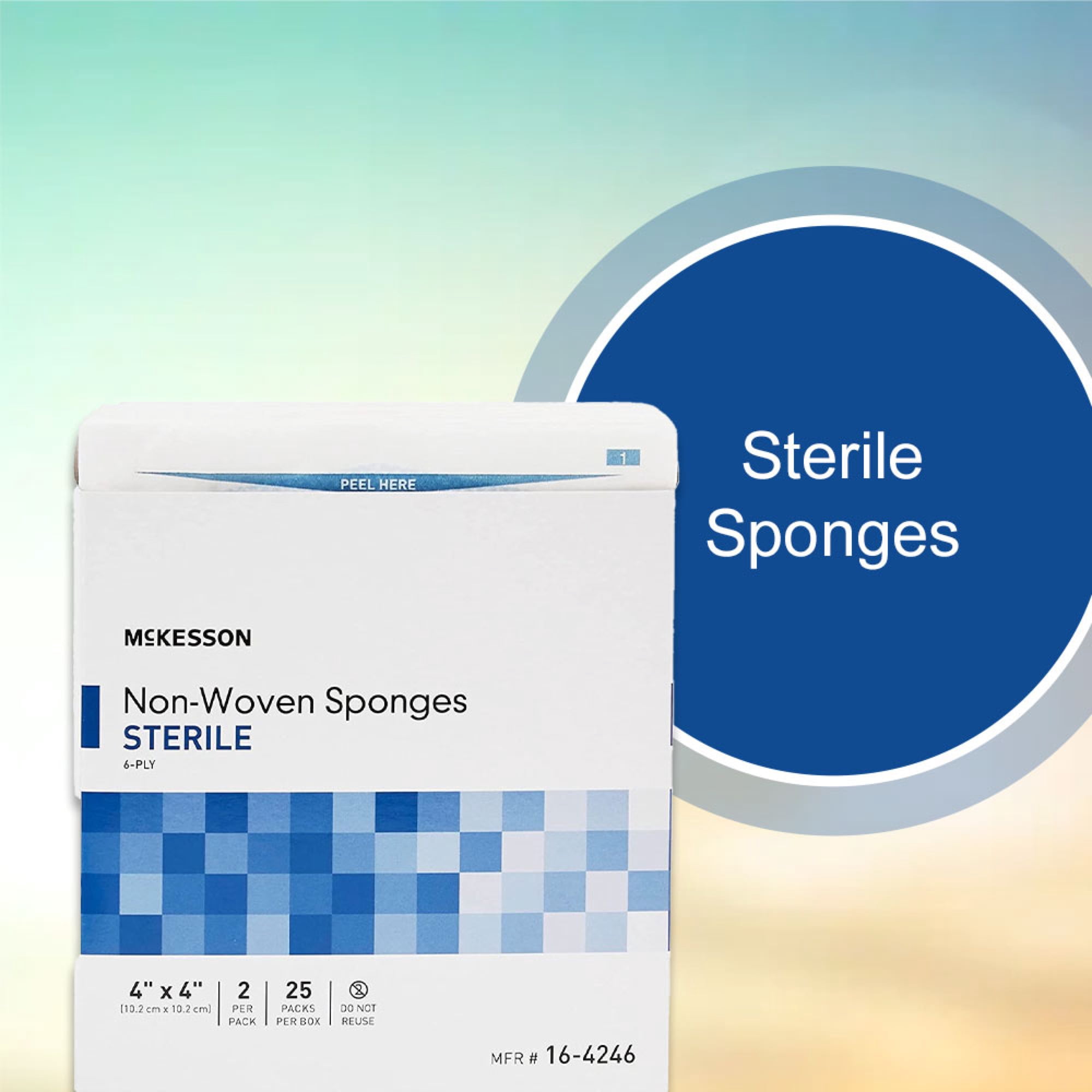 McKesson Non-Woven Gauze Sponges, Sterile Absorbent Wound Pad - 4 in x 4 in, 2 per Pack, 300 Packs, 600 Total