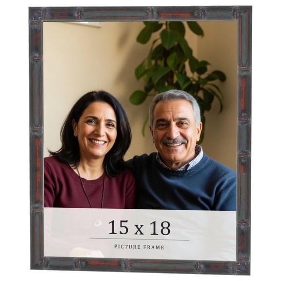 15x18 Frame Brown Bamboo with Dark Coffee/Walnut Finish | Solid Wood Picture Frame Width 0.75
