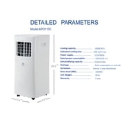 Aire Max 5,000 BTU (10,000 BTU ASHRAE) Portable Air Conditioner with Remote Control for Rooms up to 300 Sq. ft., White, APO110C