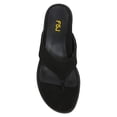 thumbnail image 2 of FSJ Women Simple Slide Flip Flops Thong Sandals T-Strap Flat Slip On Slippers Casual Comfort Vacation Summer Day Outfit Shoes Size 8 Black Suede, 2 of 5