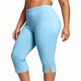 thumbnail image 2 of Noric Women's Plus Size High Waisted Capri Leggings with Side Button Slit Yoga Pants Tummy Control Workout Activewear, 2 of 6