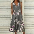 thumbnail image 2 of Clearance Summer Saving Rvkxad Womens Summer Dresses Casual, Women Summer Dresses Sleeveless V Neck Floral Print Casual Loose Long T Shirt Dress Beach Long Maxi Sundress, 2 of 5