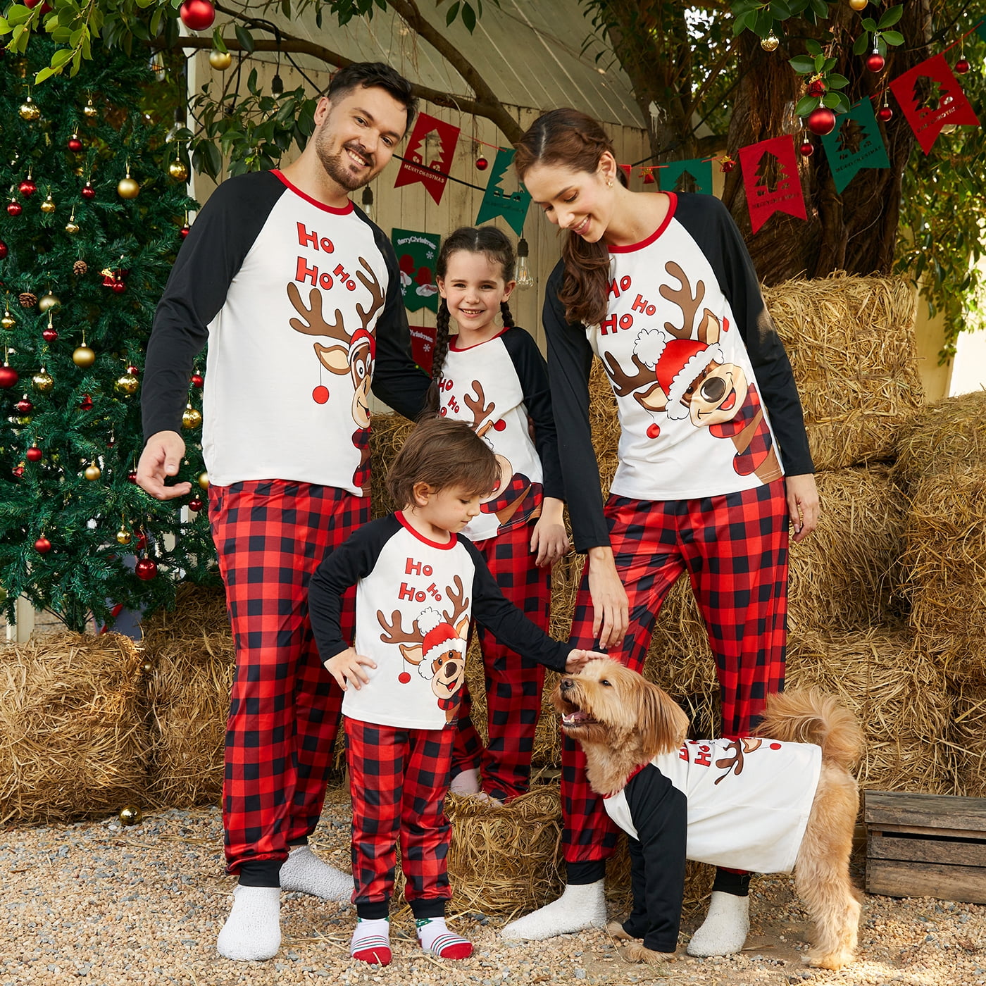 Buy PatPat Christmas Family Matching Pajamas Set,Cartoon Reindeer ...