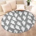 thumbnail image 4 of Gray Halloween White Ghosts Round Blanket,Comfortable Soft Flannel Throw Blanket,All Season,Warm Lightweight Blankets for Sofa Bed Couch Living Room Chair 60"x60", 4 of 5
