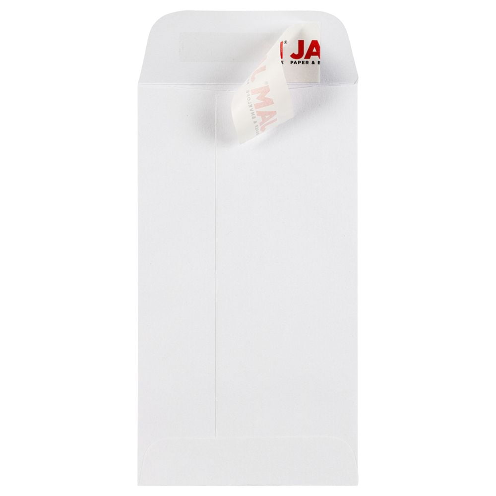 JAM Paper Coin Peel and Seal Envelopes, 2-7/8" x 5-1/4", White, 250 Per Box